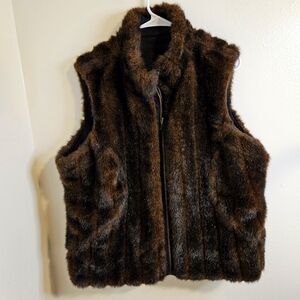 Tribal Retro Faux Fur Vintage Reversible  Vest Women's Size Large